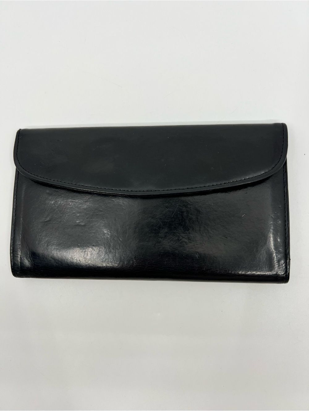 Vintage Coach 4859 Black Water Buffalo Wallet with Brass Snap Closure